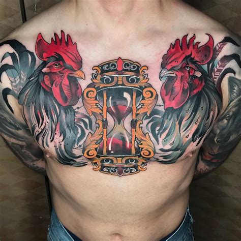 hourglass chest tattoo